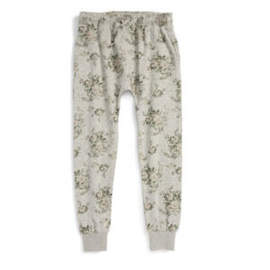 C & C California Girl Fleece Joggers Floral Gray Size M 1422